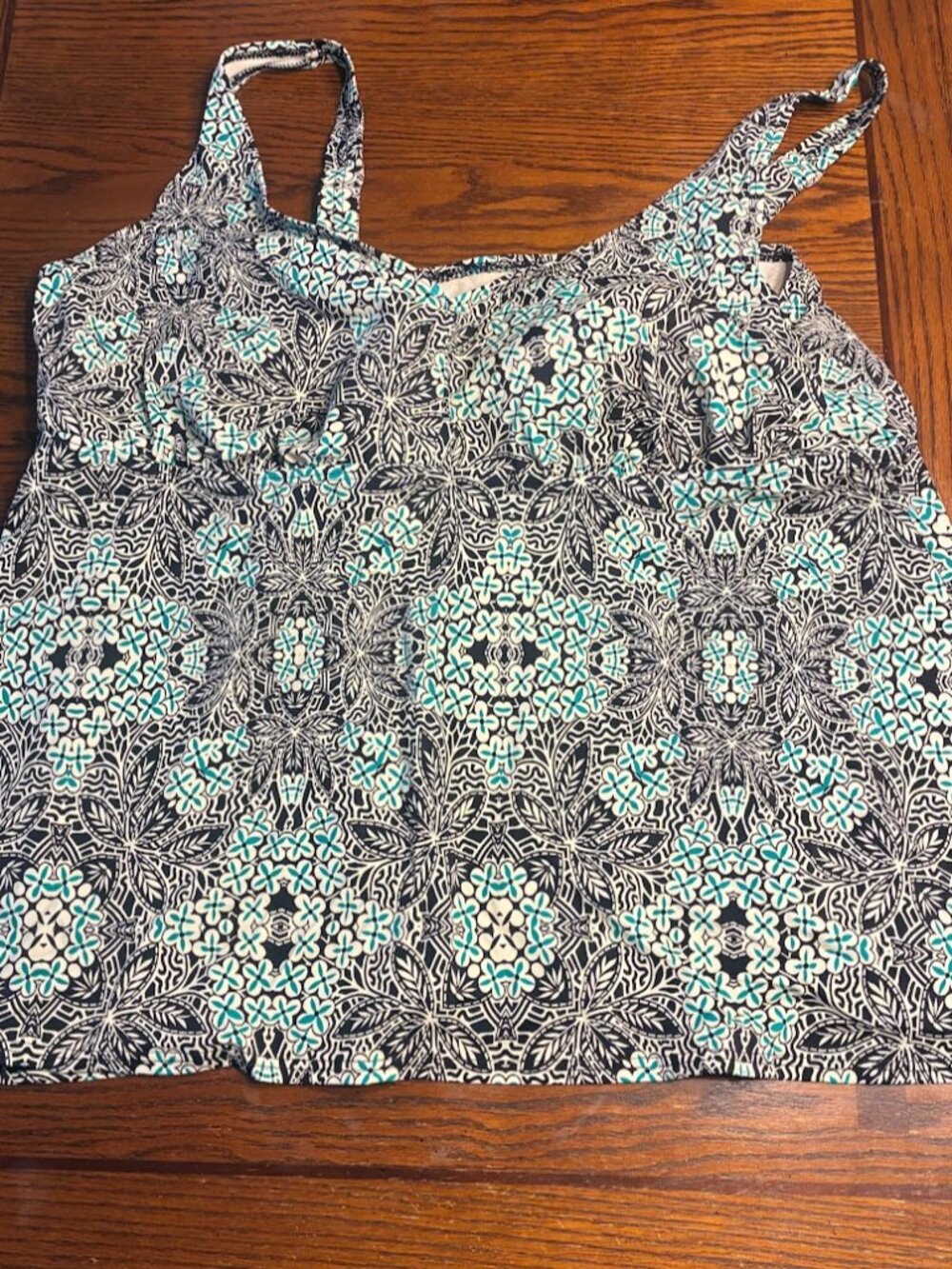 Swimsuits For All Tankini Top - Womens Size 28 - Teal/Black New With Tags